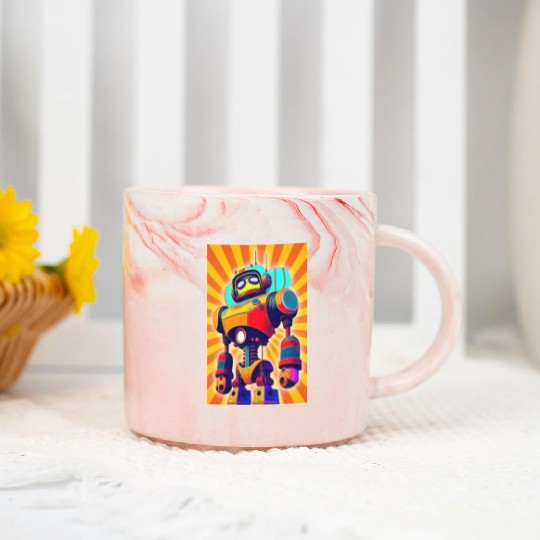 super hero cartoon iron man robot Marble Mugs
