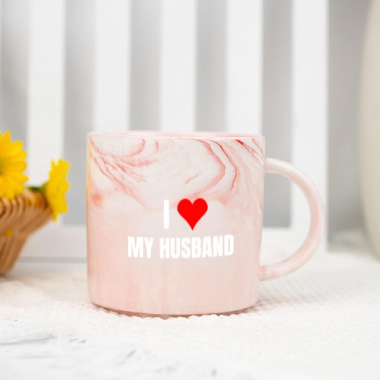 I Heart My Husband, Happy Wife, Happy Life Marble Mugs