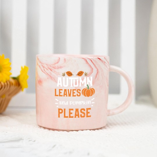 Autumn Leaves And Pumpkin Please Marble Mugs