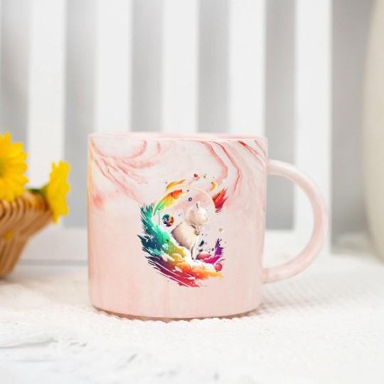 Space Cat on Galaxy Cat Lover Marble Mugs