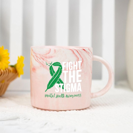 Fight The Stigma Green Ribbon Mental Health Marble Mugs
