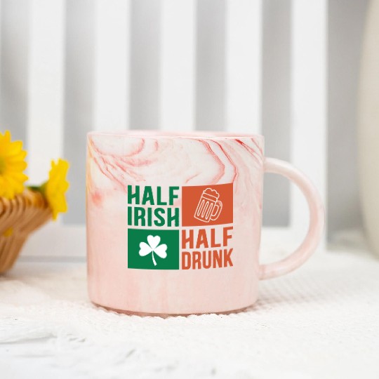 Half Irish Half Drunk Marble Mugs