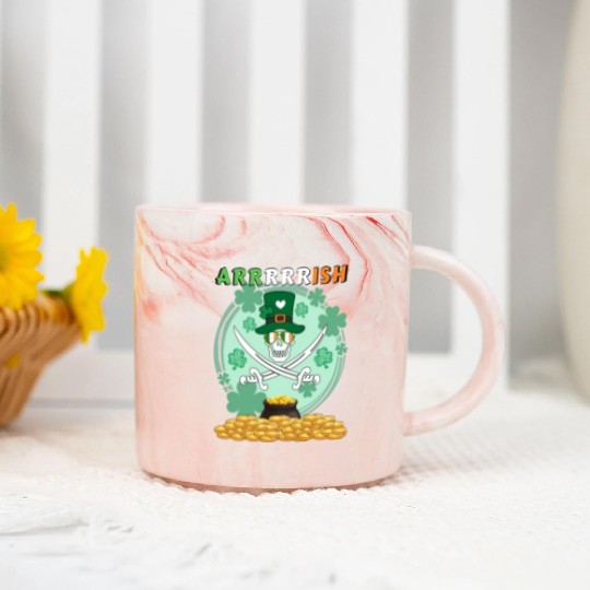 funny pirate theme for St. Patrick's Day arrrrrish Marble Mugs