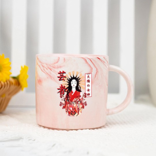 Amaterasu Omikami Cherry Blossom Sun Goddess Marble Mugs