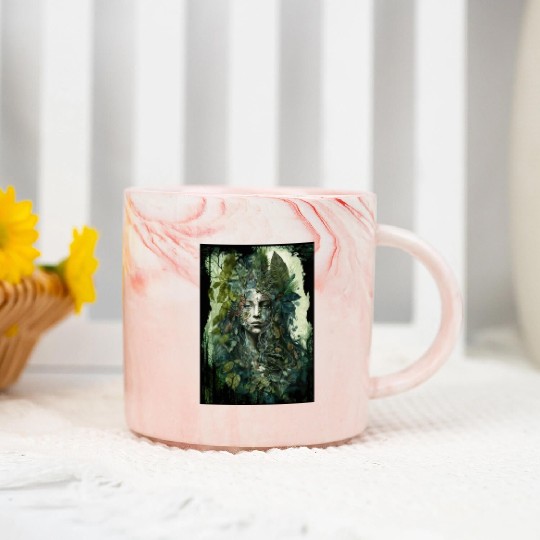 Nature Goddess - Woodland Witchy Forest Greenwoman Marble Mugs