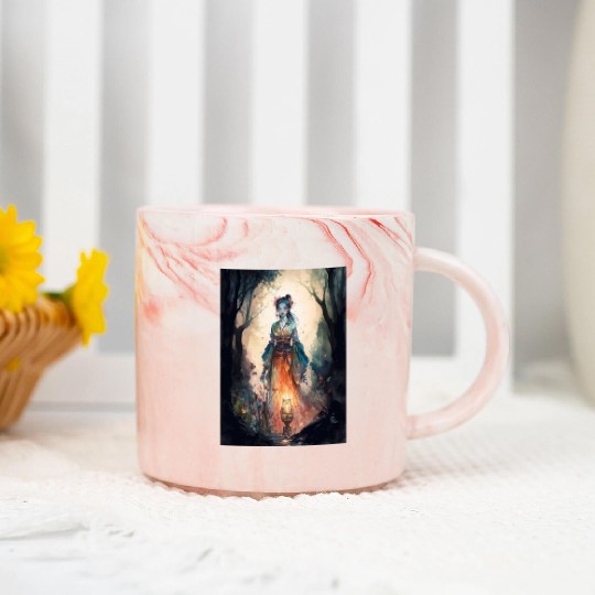 Asian Nature Goddess - Dark Woodland Witchy Forest Marble Mugs