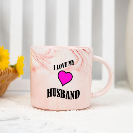 i love my husband Marble Mugs