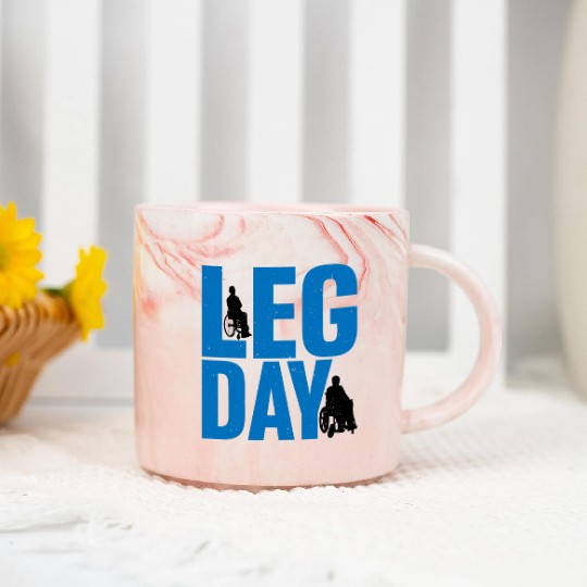 Leg Day Handicapped Wheelchair 24 Marble Mugs
