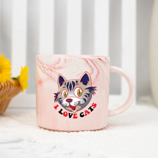 I Love Cats Marble Mugs
