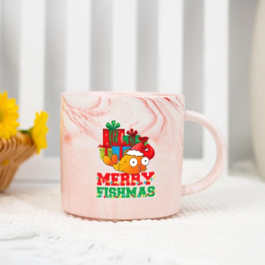 Merry Fishmas Christmas Fish Lover Fisherman Ugly Marble Mugs