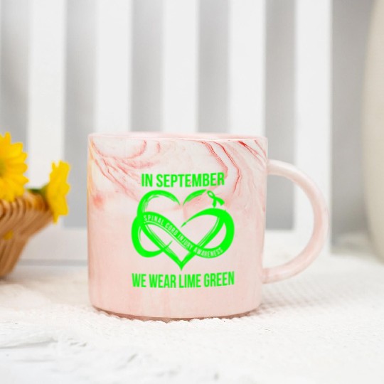 In September We Wear Lime Green Spinal Cord Injury Marble Mugs
