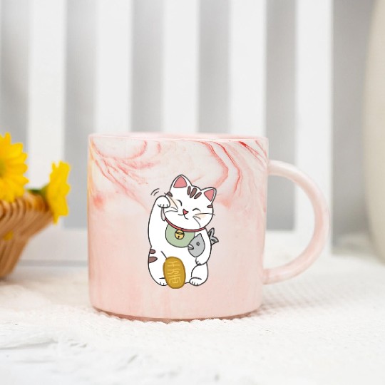 Lucky Cat Marble Mugs