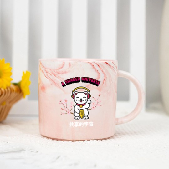 A Shared Universe Lucky Cat Marble Mugs