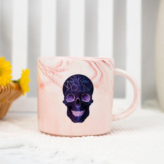 Purple Violet Geometric Design Skull Marble Mugs