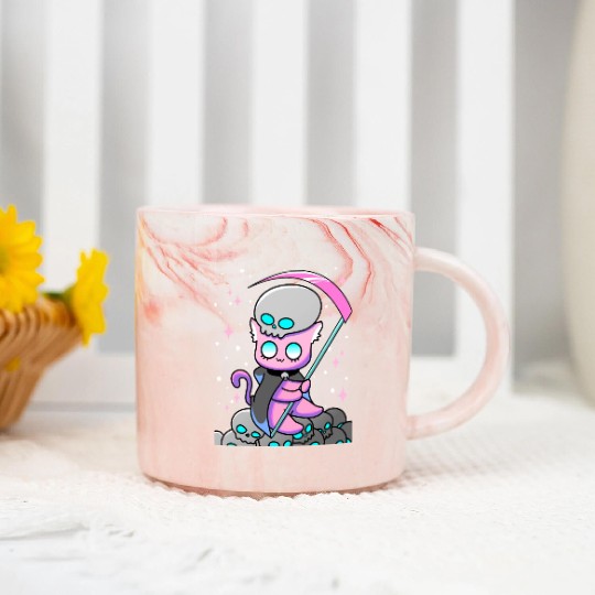 Kawaii Pastel Goth Anime Tarot Card Death Cute Wit Marble Mugs