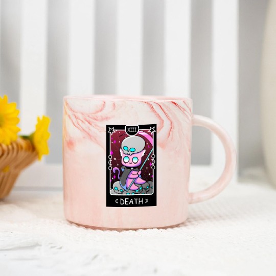 Kawaii Pastel Goth Tarot Card Death Grim Reaper Cu Marble Mugs