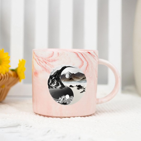 Ying Yang - mountains - beach Marble Mugs