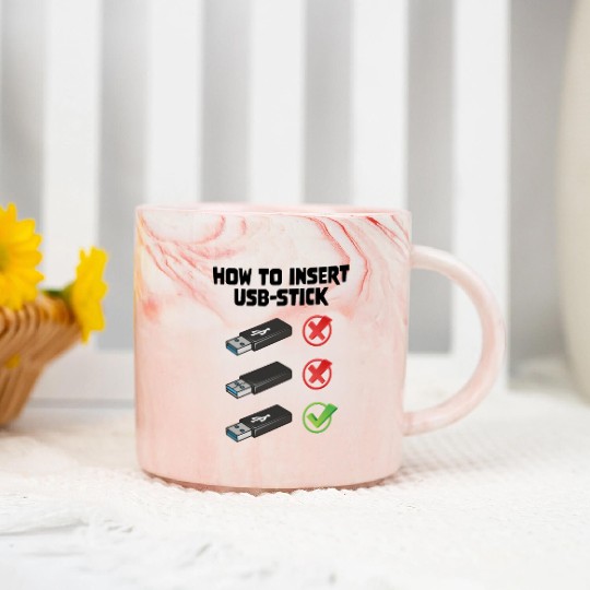How To Insert USB Stick Funny Programmer Meme Marble Mugs