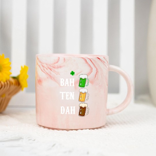 BAH TEN DAH Funny St Patrick's Day Beer Bartender Marble Mugs
