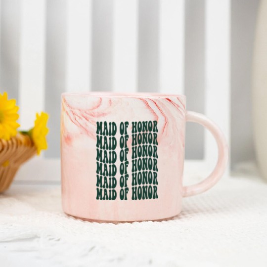 Bachelorette Party Maid Of Honor Emerald Green Marble Mugs