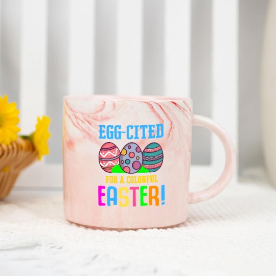 Easter Colorful Egg Dye Rabbit Egg Hunt Marble Mugs