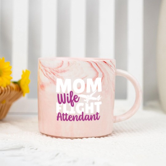 Mom Wife Flight Attendant Aviation Marble Mugs