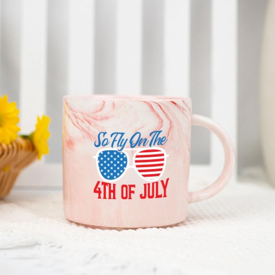 So Fly On The 4th July America USA Flag Patriotic Marble Mugs