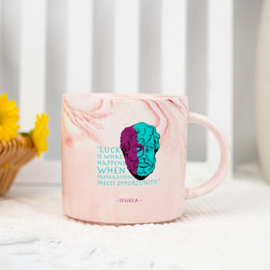 Seneca Stoic Philosophy Quote, Luck Marble Mugs