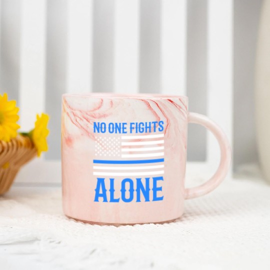No One Fights Alone Thin Blue Line Police Marble Mugs