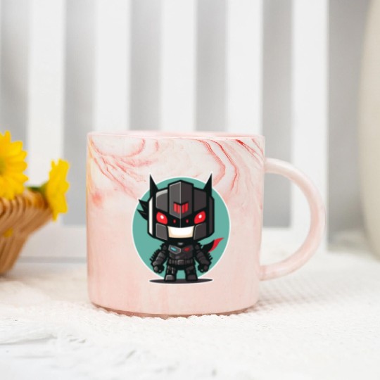 Ninja warrior mech robot kawaii illustration Marble Mugs