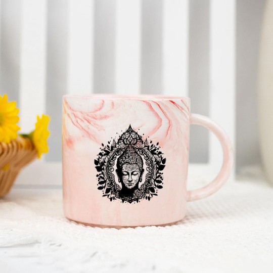 Meditating Buddha Lotus Spirit Portrait Marble Mugs