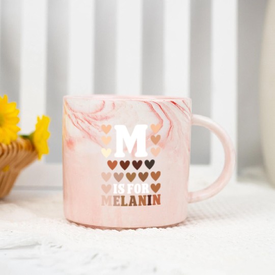 Black history month m for melanin african american Marble Mugs