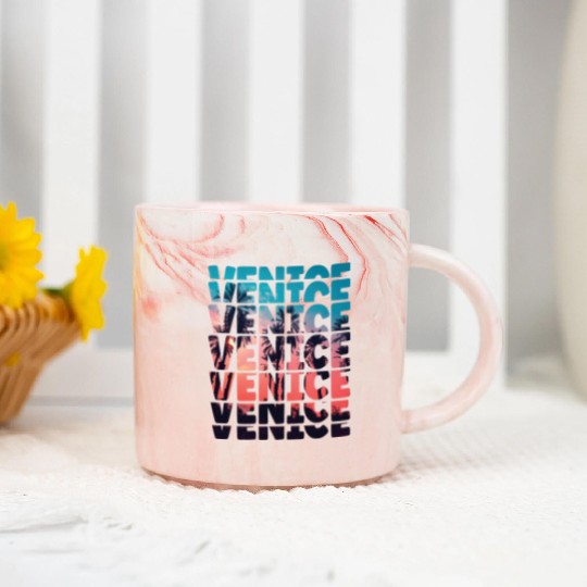 Venice Beach California Vacation Ocean Palm Tree Marble Mugs