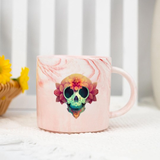 Floral Skull Candy Marble Mugs