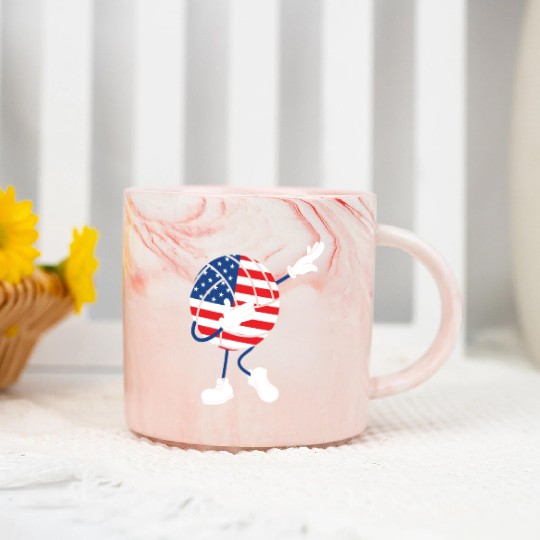 America USA Flag 4th Of July Volleyball Player Marble Mugs