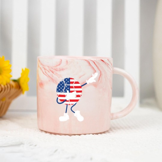 America USA Flag 4th Of July Soccer Player Marble Mugs