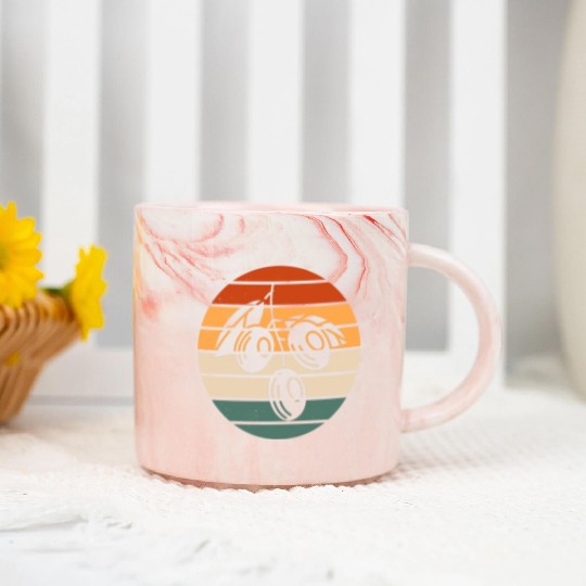 Retro Green Olive Design Marble Mugs