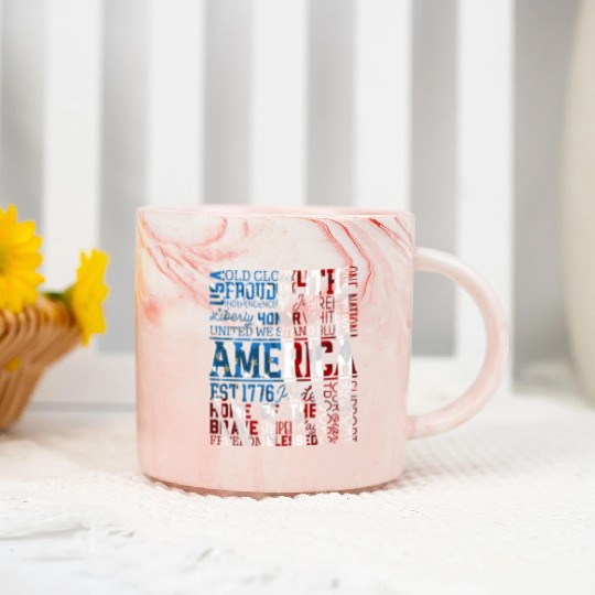 Patriotic Veteran USA Flag American Memorial Day Marble Mugs