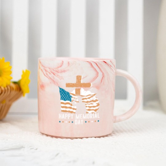 Patriotic Veteran USA Flag American Memorial Day Marble Mugs