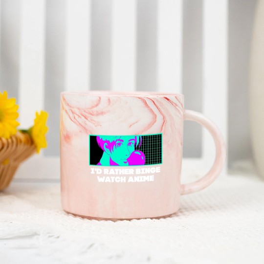 Id Rather Binge Watch Anime Kawaii Japanese Cute J Marble Mugs