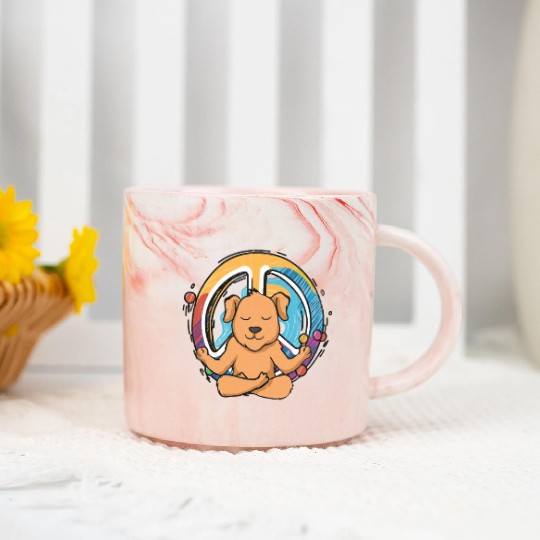 Hippie Dog Peace Sign Yoga Canine Lover Hippies Marble Mugs