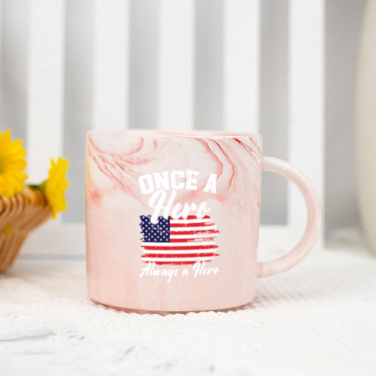 Once A Hero Always A Hero USA Flag Memorial Day Marble Mugs