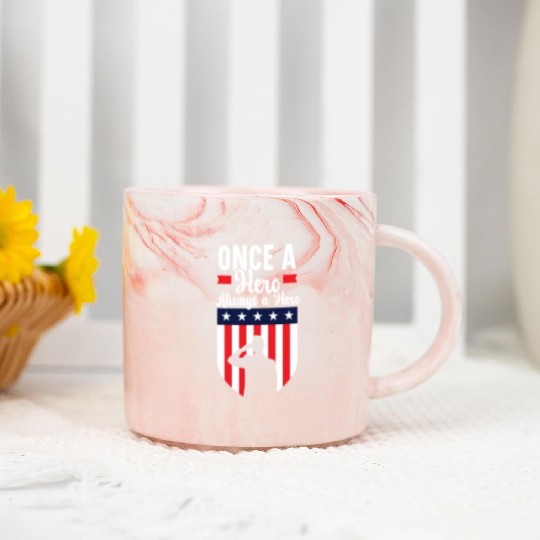 Once A Hero Always A Hero USA Flag Memorial Day Marble Mugs