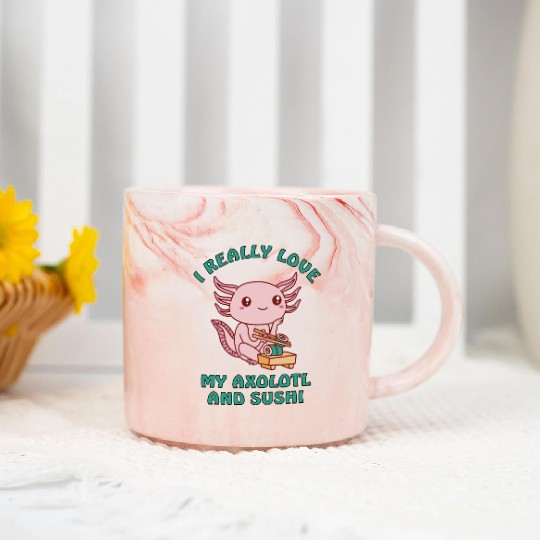 I love sushi and my axolotl Marble Mugs