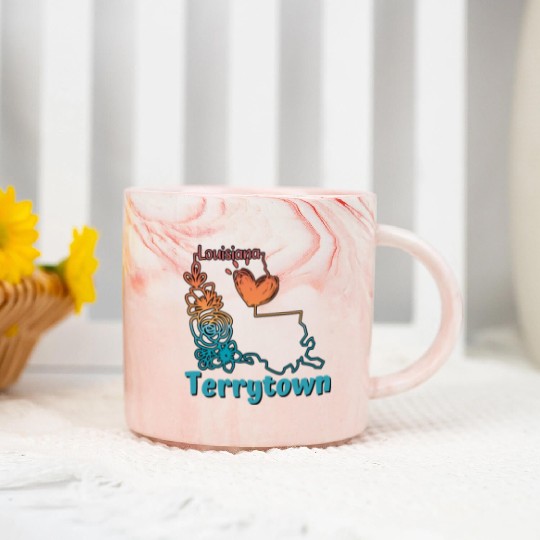 I love my home town Terrytown Louisiana Marble Mugs