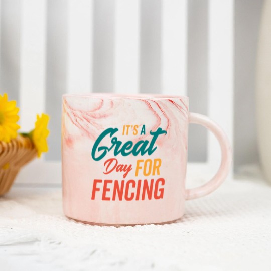 A Great Day For Fencing Marble Mugs
