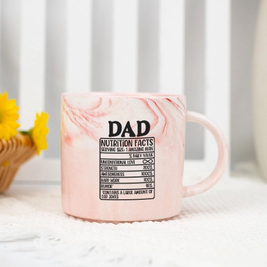 Funny Dad Nutrition Facts Label Marble Mugs