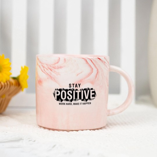 stay positive black Marble Mugs
