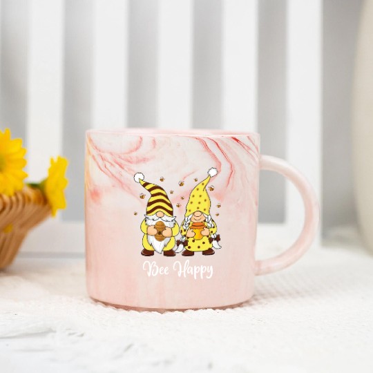 Bee Happy Spring Imker Gnome Garden Marble Mugs