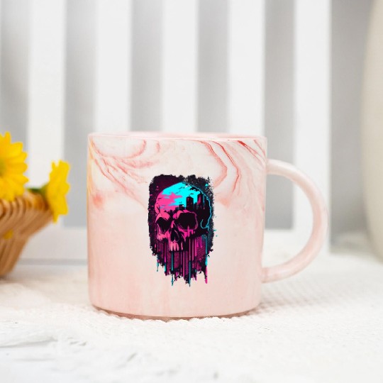 Vaporwave Skull Japanese Edgy Gothic Punk Marble Mugs